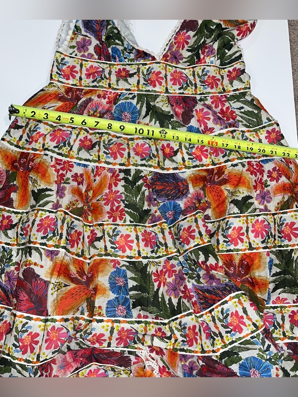 FARM RIO Off white Tropical Yard sleeveless tiered midi dress NWT - Picture 14 of 16